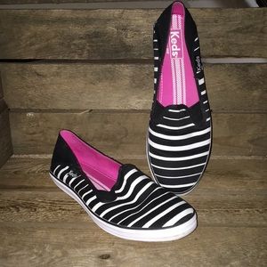 Almost new black and white striped Keds!